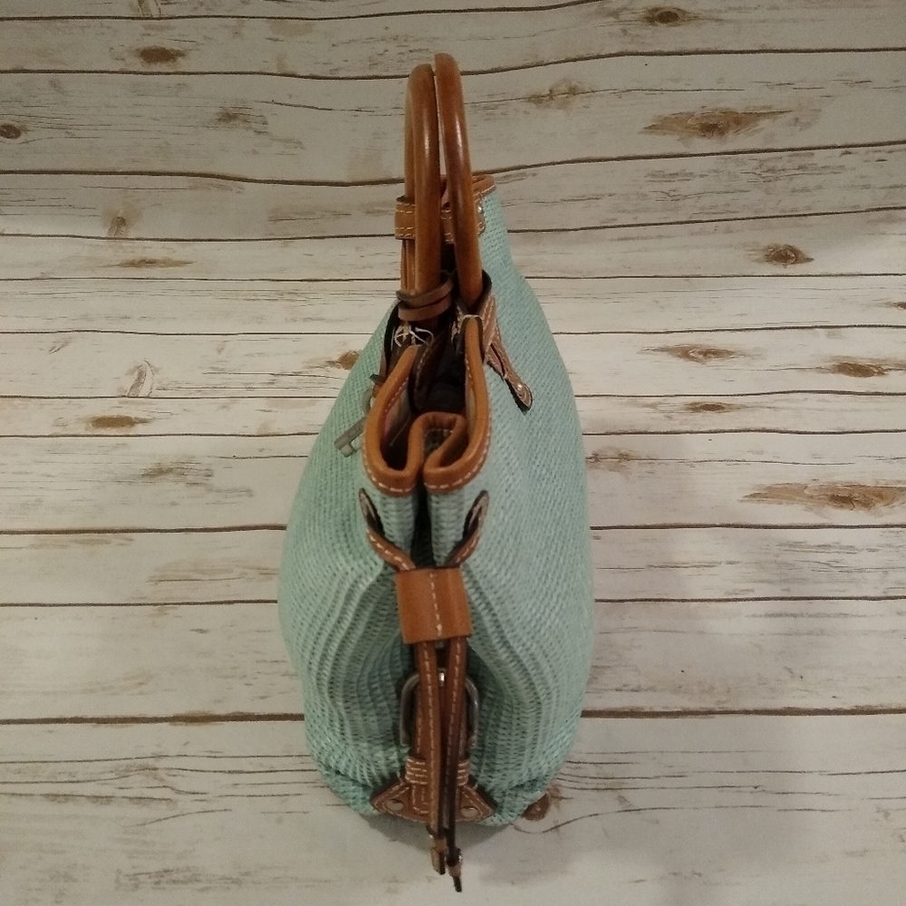 Fossil Woven Rattan Soft Seafoam Green Satchel Bag - Picture 4 of 16